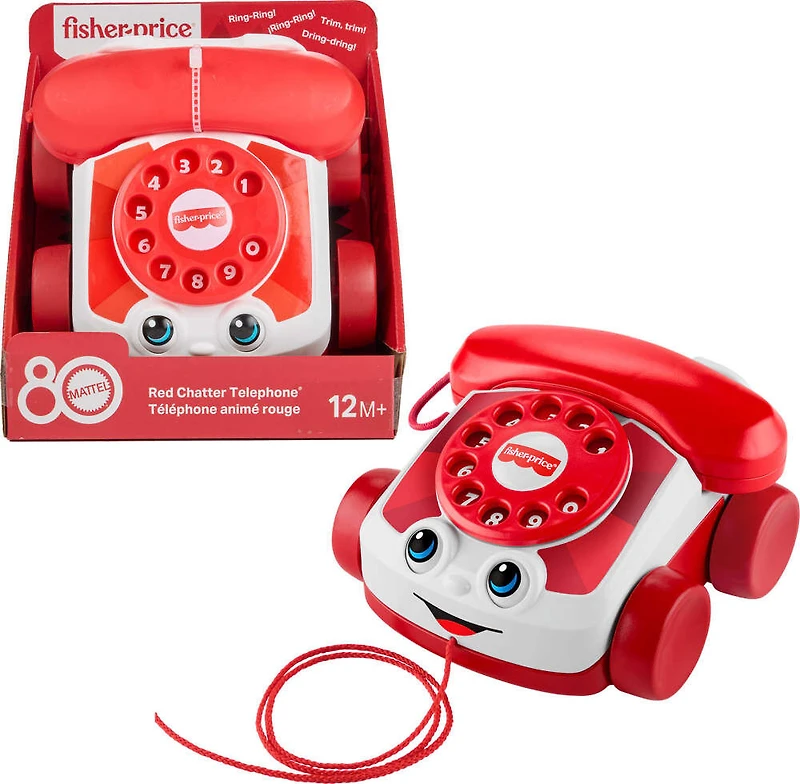 Fisher-Price-Téléphone animé rouge-80eanniversaire de Mattel