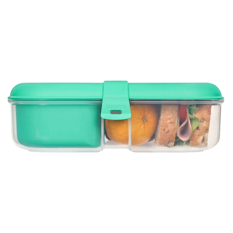 Sistema To Go Split Lunch Box, 1.1 L Food Storage Container with 2 Compartments, Colour May Vary