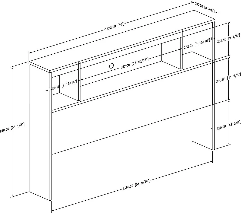 Spark Tête de lit bibliothèque Double Blanc solide