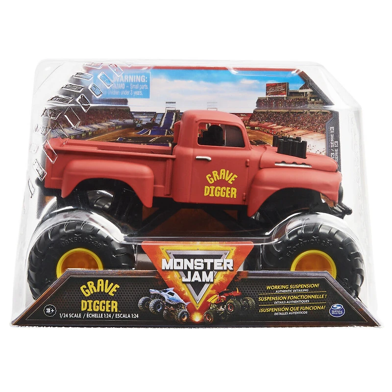 Monster Jam, Monster truck Grave Digger Retro officiel, véhicule en métal moulé à collectionner, échelle 1:24
