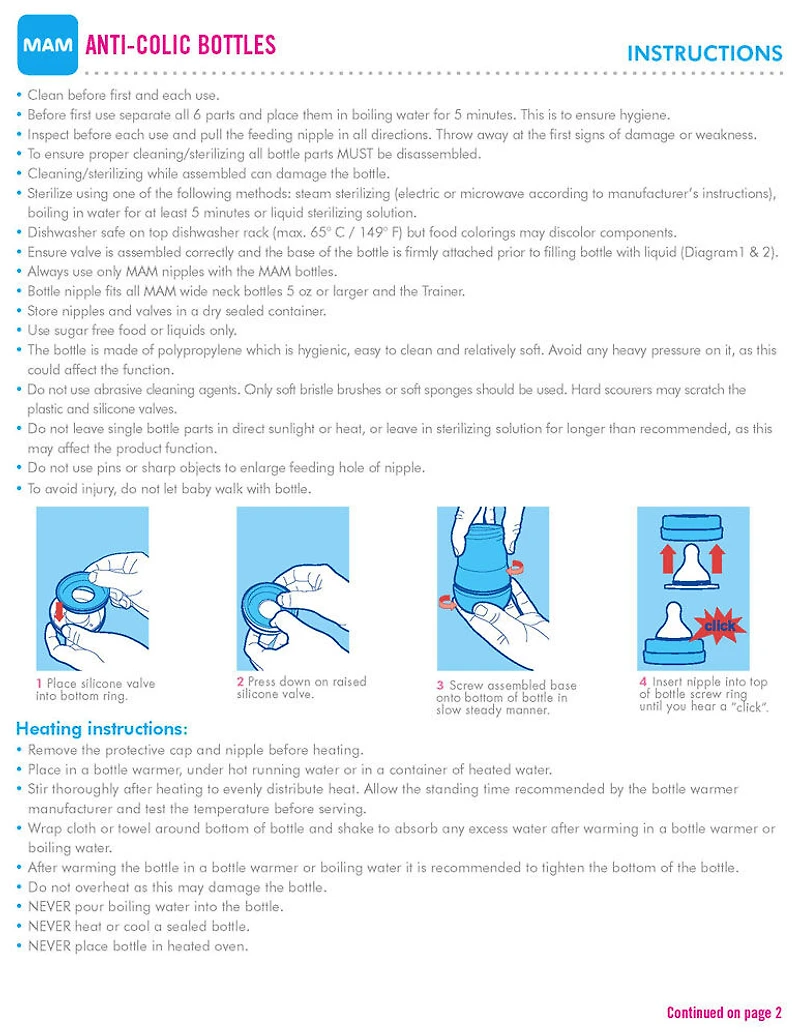 Mam Anti Colic Bottle 2 Pack 5oz - Blue