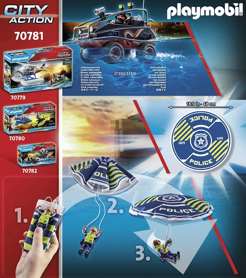 Policier parachutiste et quad du bandit