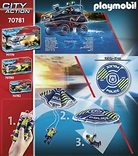 Policier parachutiste et quad du bandit