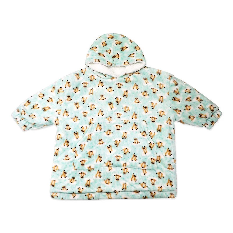 Jesse & Lulu Lounge Oversized Hooded Blanket: Aqua Sloth L/XL