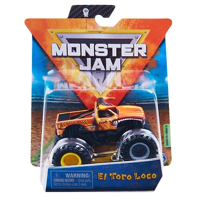 Monster Jam, Monster truck El Toro Loco officiel, véhicule en métal moulé, série Wreckless Trucks, échelle 1:64