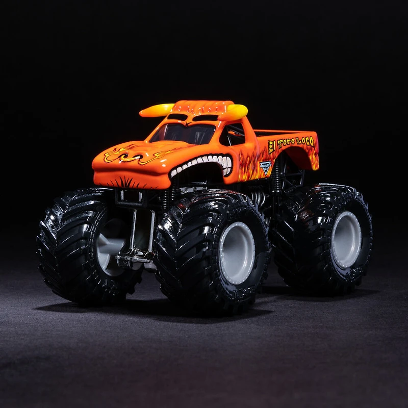 Monster Jam, Monster truck authentique El Toro Loco en métal moulé à l'échelle 1:64, série Crazy Creatures