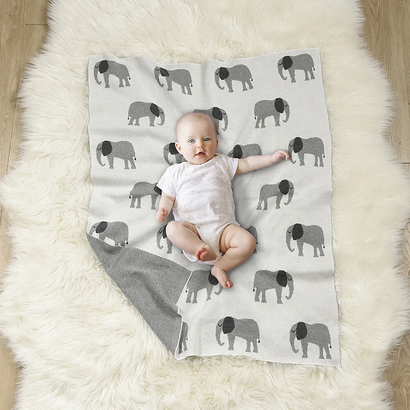 Couverture pour bébé en coton, éléphant