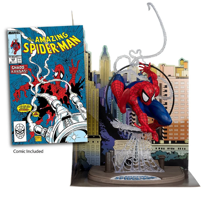 Marvel - Figure posée à l'échelle 1:6e avec scène et bande dessinée - Spider-Man
