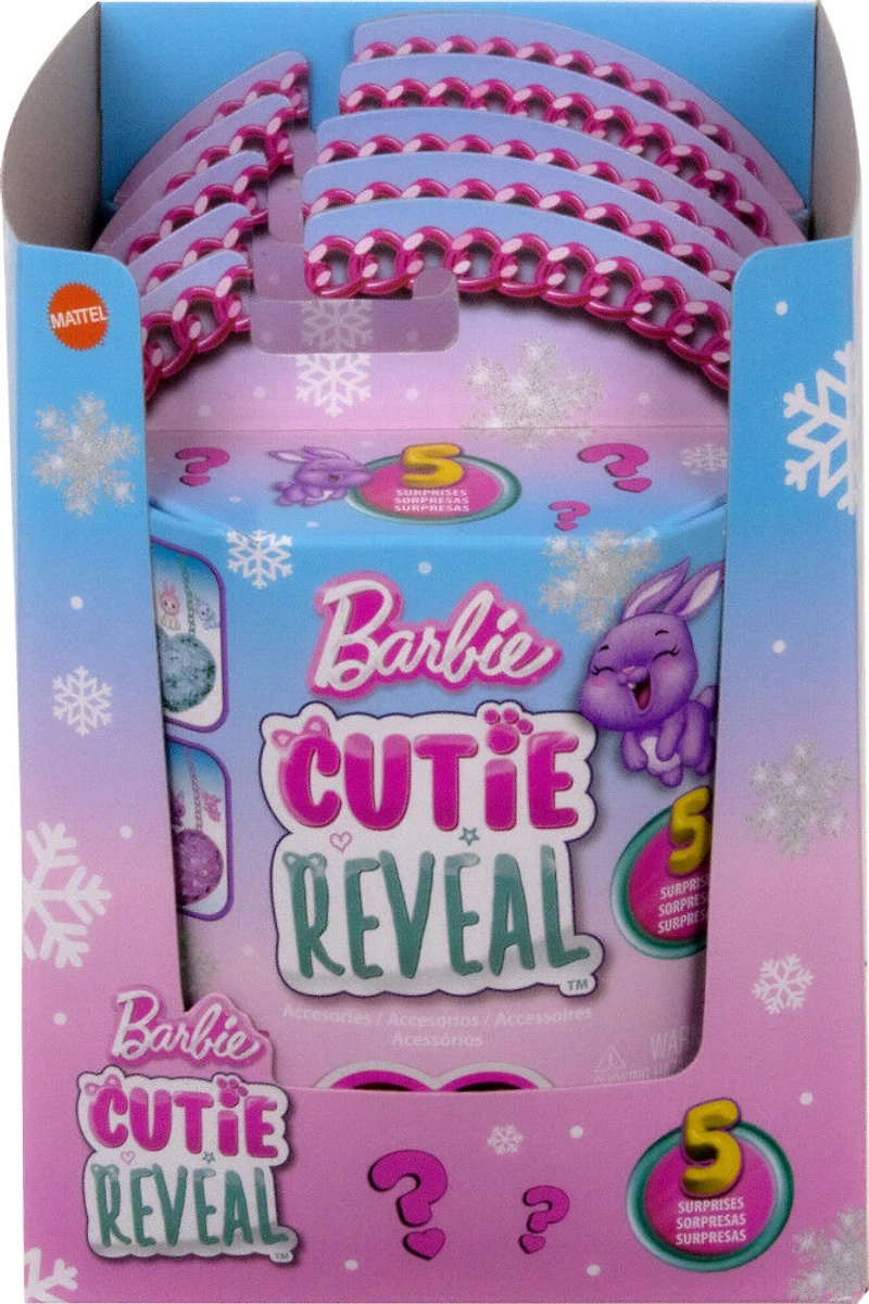 Barbie Cutie Reveal Collection Sac à main, 7 surprises, mini-animal