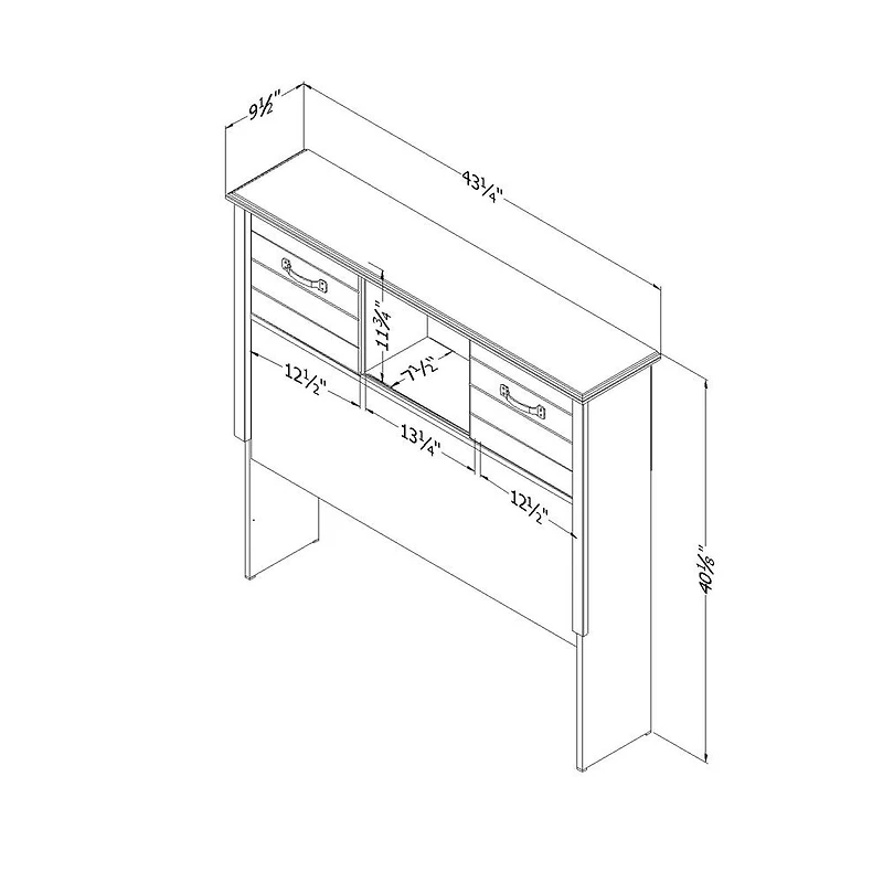 Ulysses Tête de lit bibliothèque avec portes coulissantes Simple Myrtille