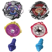 Beyblade X Beat Tyranno 4-70Q & Knife Shinobi 4-80HN Dual Pack Set with 2 Right-Spinning Tops; Authentic Takara Tomy Battle Tops