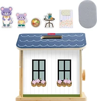 Fisher-Price Wooden On-the-Go Play House Dollhouse with 6 Play Pieces for Preschool Kids