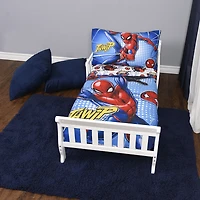 Marvel Spiderman 3 Piece Toddler Bedding Set with Reversible Comforter, Fitted Sheet and Pillowcase by Nemcor