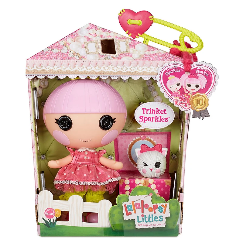 Lalaloopsy Littles Doll - Trinket Sparkles with Pet Yarn Ball Kitten, 7" princess doll
