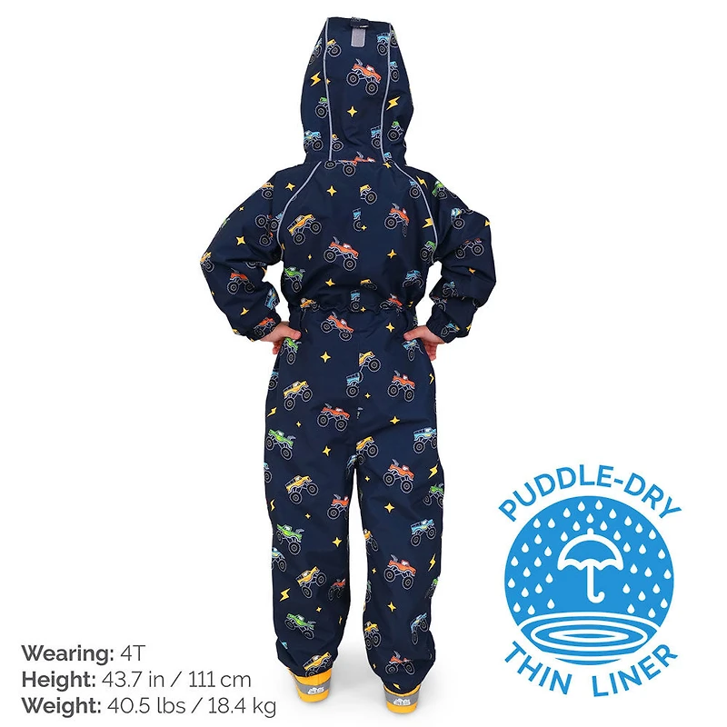 Kids Thin-Lined Rain Suits  | Big Trucks - 3T (3-4Y)