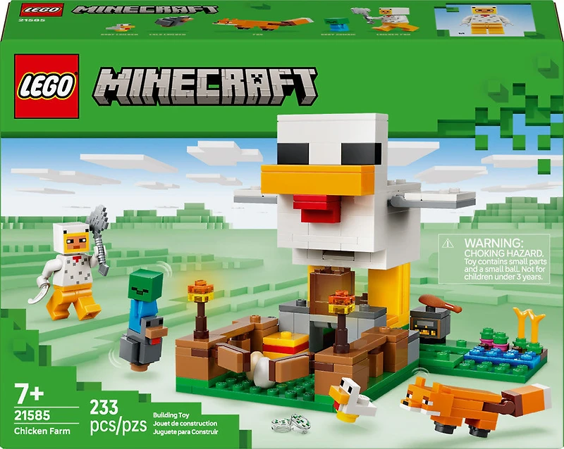 LEGO Minecraft La Ferme-Poule - Jouet de Construction de Jeu de Construction avec des Figurines d'Animaux et un Poulailler - 21585