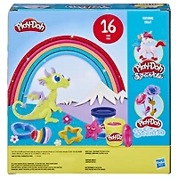 Play-Doh, pack de 16 pots de pâte paillette et parfumée, 4 outils, atoxique