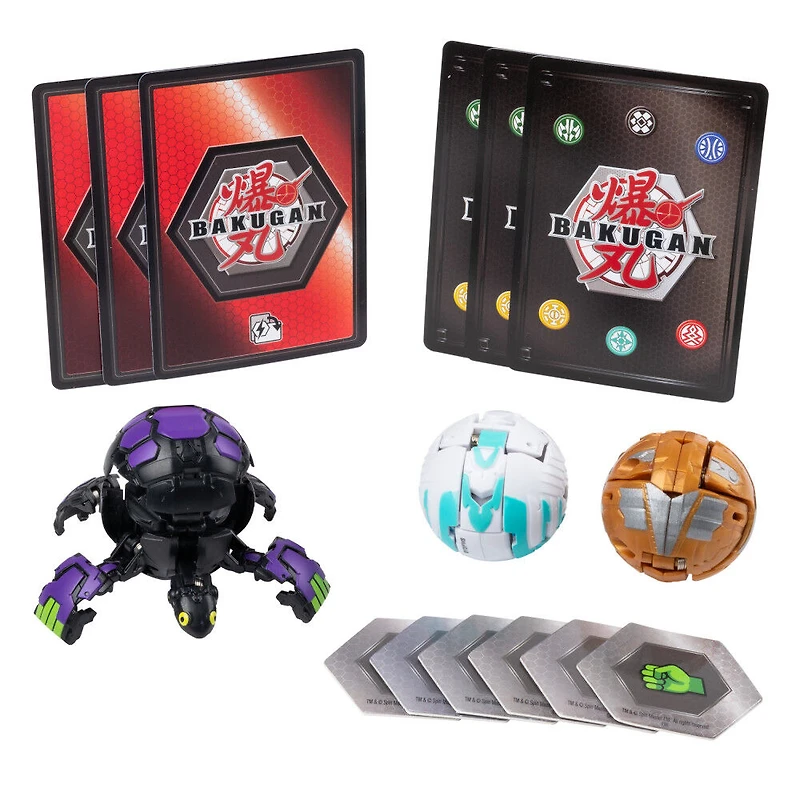Bakugan Starter Pack 3-Pack, Darkus Turtonium, Collectible Action Figures