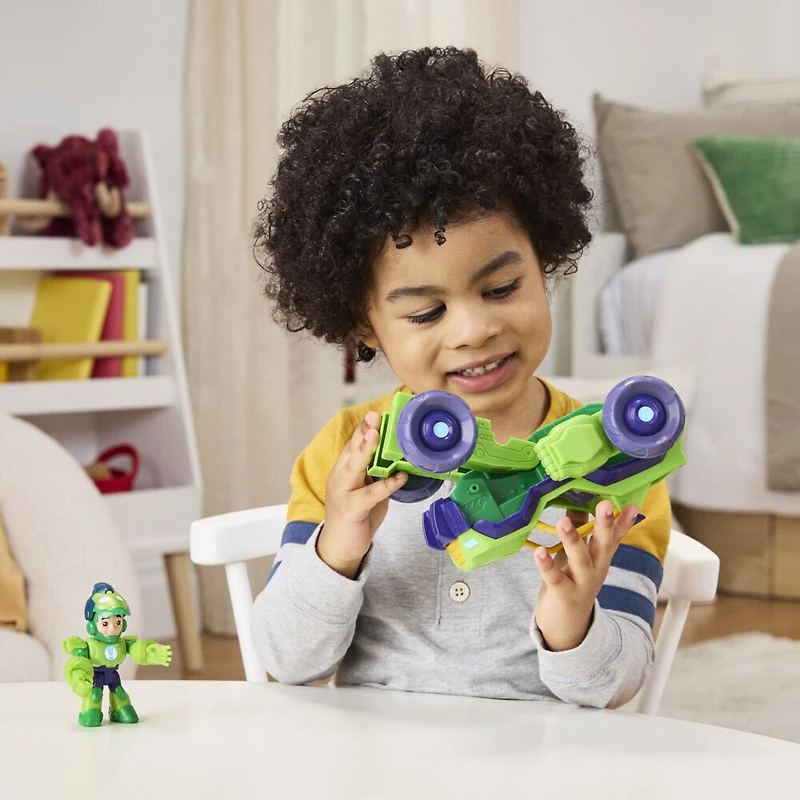 Marvel Iron Man et ses super amis Iron Hulk 2-en-1 Combinaison mécanique et véhicule, figurine articulée et véhicule jouet