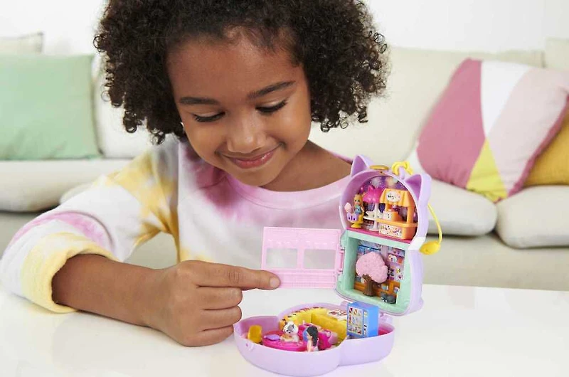 Polly Pocket- Coffret Restaurant Chat Zen, 2 micro-poupées, 12 acc.