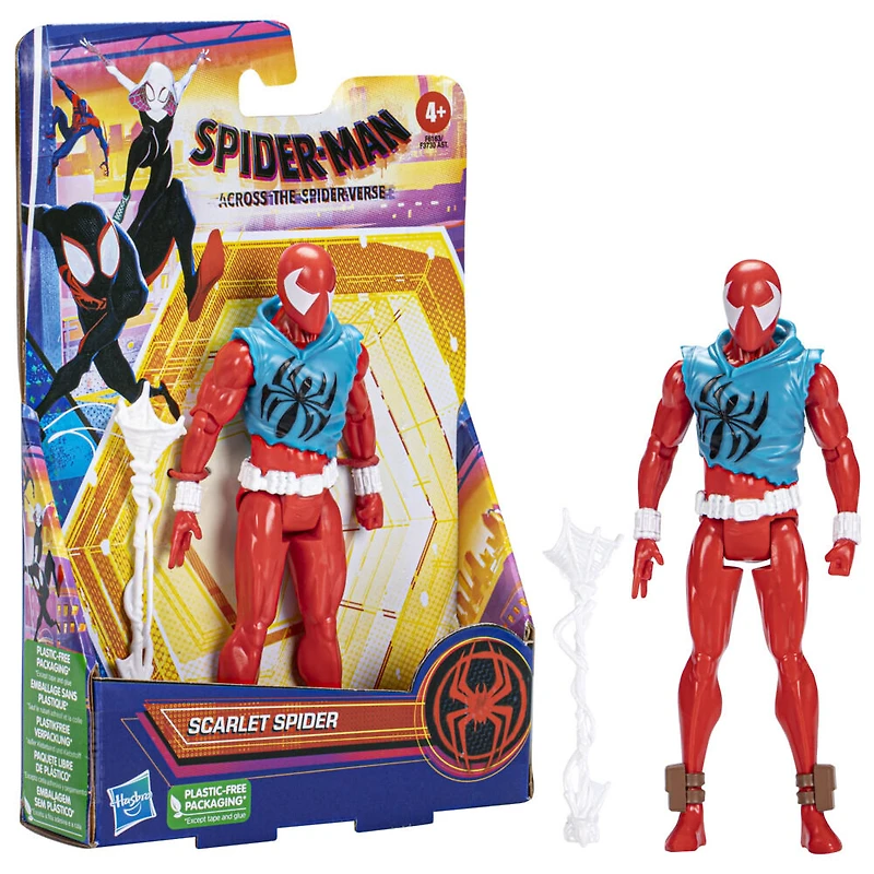 Marvel Spider-Man: Across the Spider-Verse Scarlet Spider Toy, 6-Inch-Scale Action Figure with Accessory, Toy for Kids Ages 4 and Up