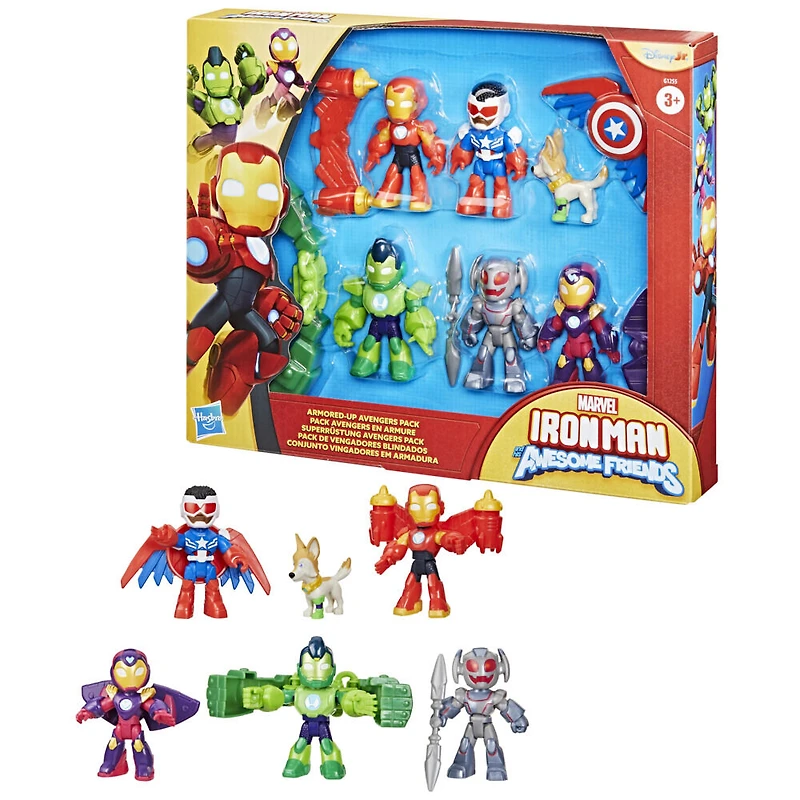 Marvel Iron Man and his Awesome Friends Pack Avengers en armure, pack de figurines