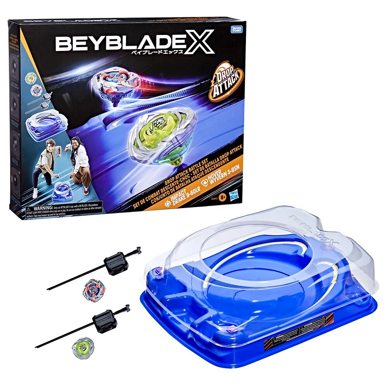 Beyblade X Drop Attack Battle Set with Beystadium Arena, 2 Right-Spinning Takara Tomy Tops, 2 Launchers, Battling Tops Game Toys