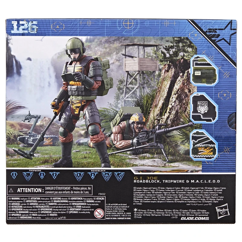 G.I. Joe Classified Series 126, Tiger Force Roadblock et Tripwire avec M.A.C.L.E.O.D., figurines articulées