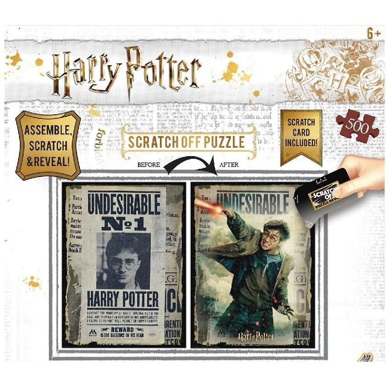 Prime3D Scratch Off Puzzle Reveal - Harry Potter Wanted - Casse-tête 500 pièces Harry Potter