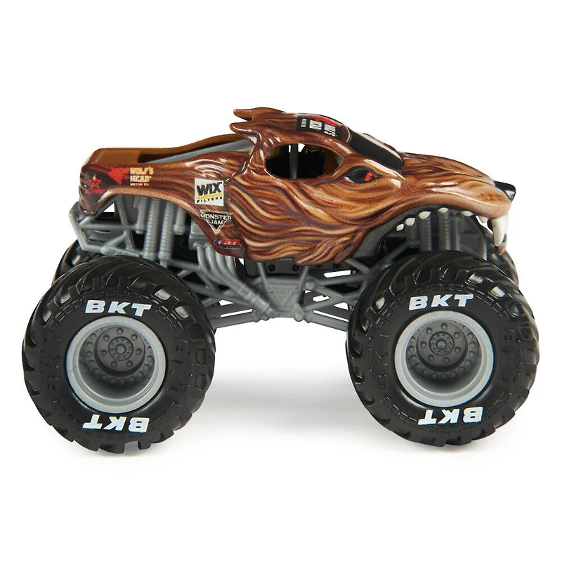 Monster Jam, Monster trucks officiels en métal moulé Kraken Vs. Wolf's Head Die-Cast, échelle 1:64