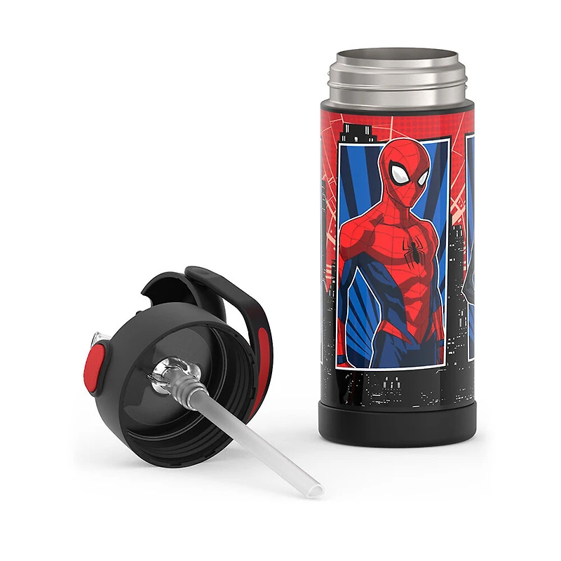 Bouteille isotherme en acier inoxydable FUNtainerMD avec paille, Spider-Man, 414ml