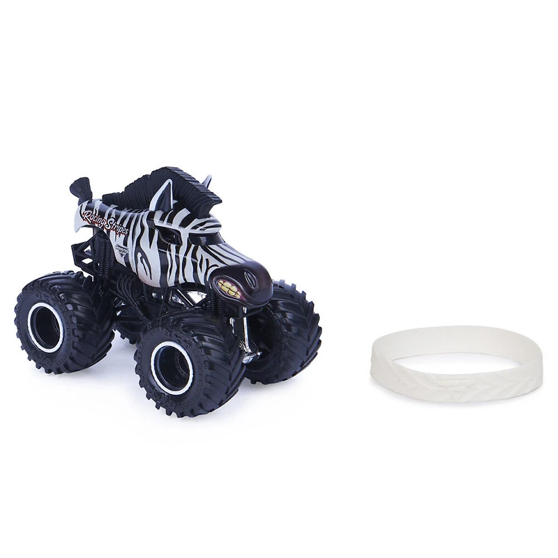 Monster Jam, Monster truck Racing Stripes officiel, véhicule en métal moulé, série Crazy Creatures Trucks, échelle 1:64