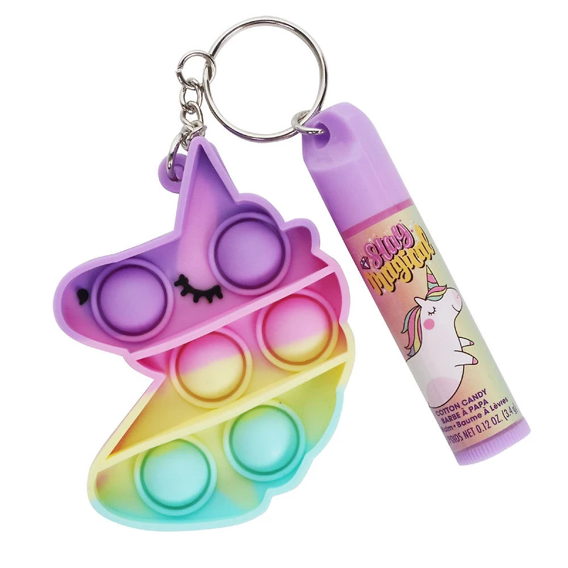 Baume à Lèvres avec Jeu Tactile Porte-Clés - Licorne