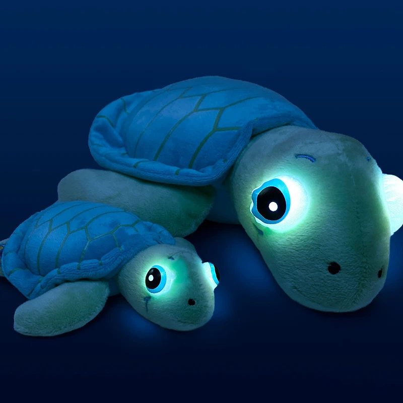 NightBuddies and BabyBuddies Set of 15" and 5" Plush Turtle Green Light-Up Eyes