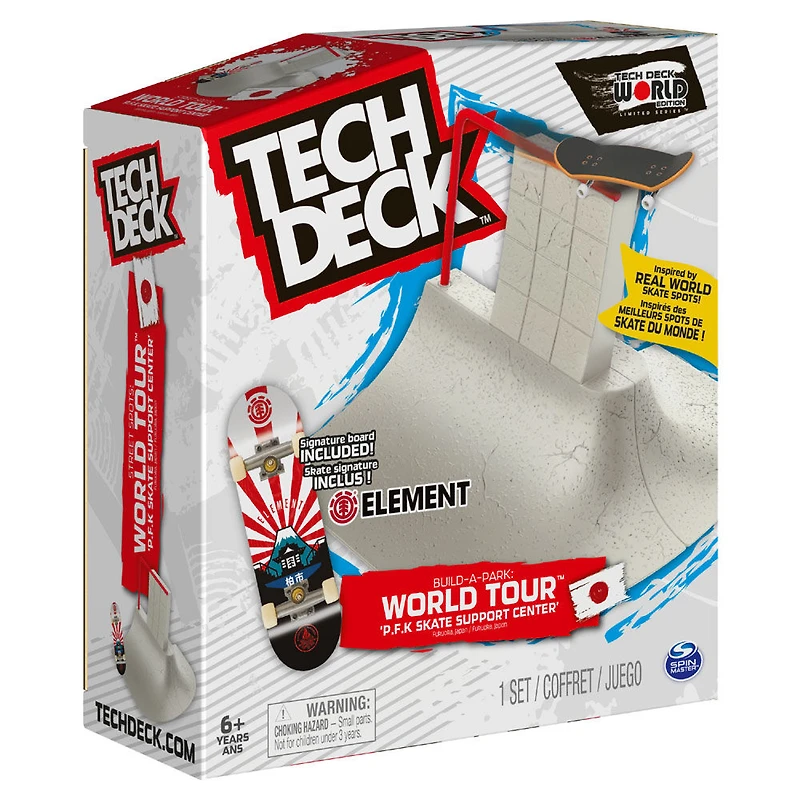 Tech Deck, Build-A-Park World Tour, P.F.K Skate Support Center, Ramp Set with Signature Fingerboard - English Edition