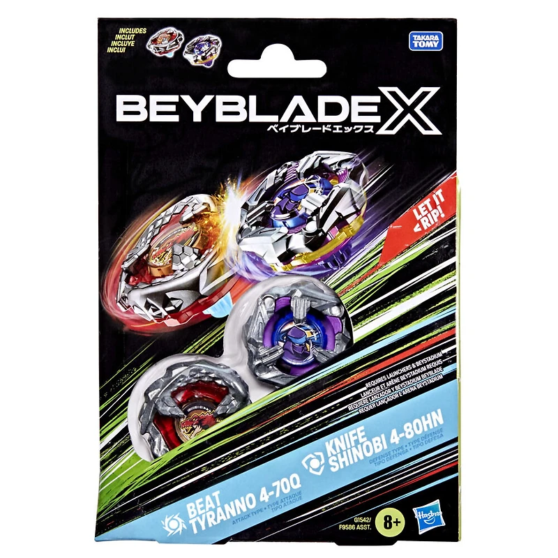 Beyblade X Dual Pack Beat Tyranno 4-70Q et Knife Shinobi 4-80HN