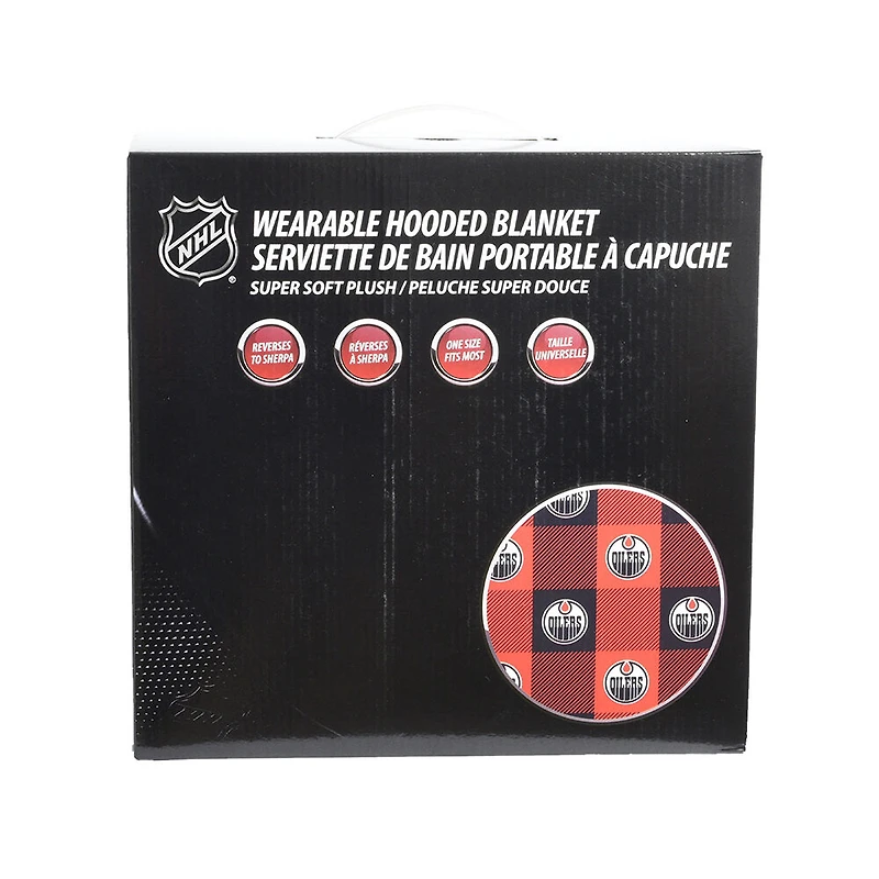 Couverture portable surdimensionnée à capuchon en sherpa des Oilers de Edmonton de la LNH taille unique