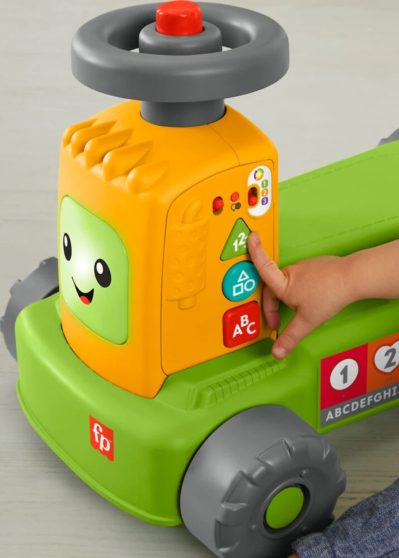 Fisher-Price-Mon Tracteur de la Ferme 4 en 1 Rires et Éveil avec Remorque à tirer-Jouet d'éveil Version Multilangues