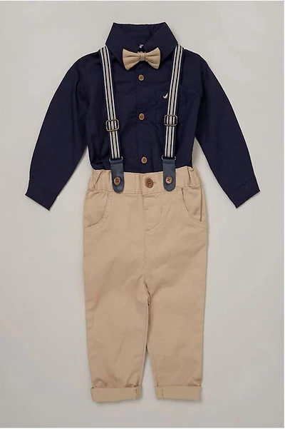 Little Gent Suspender Bowtie Set: Navy