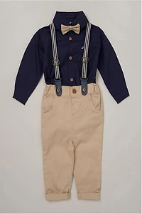Little Gent Suspender Bowtie Set: Navy