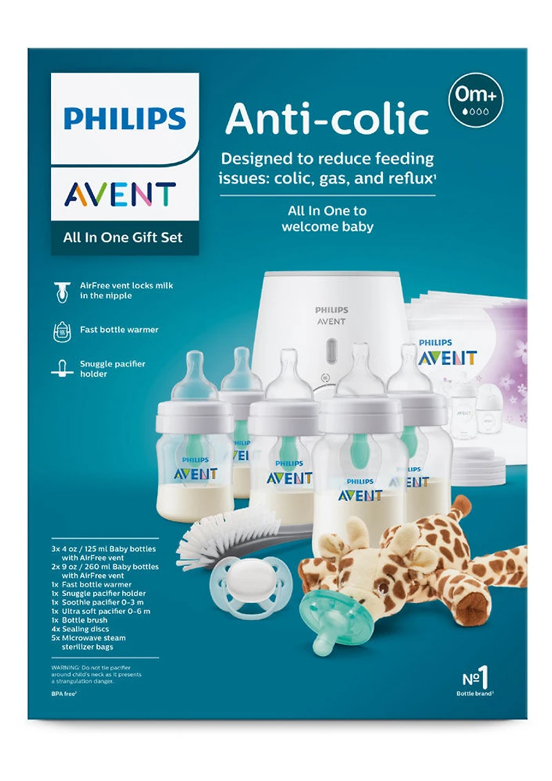 Biberon anti-colique Philips Avent avec évent AirFree Set cadeau tout-en-un