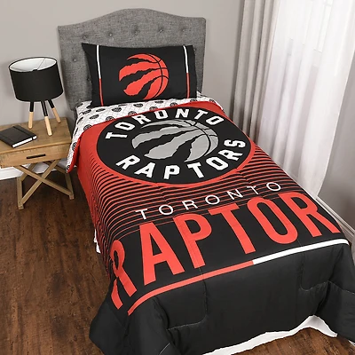Ensemble de 4 pièces de literie des Raptors de Toronto avec couette réversible, drap-housse, drap plat et taie d'oreiller par Nemcor