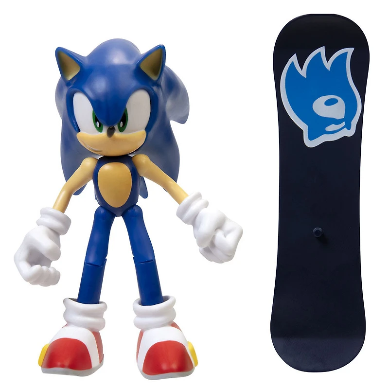 Figurines Sonic 4 pouces - Sonic Moderne avec planche à neige
