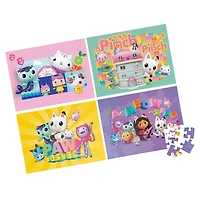 Gabby's Dollhouse, 4 Jigsaw Puzzle Bundle 48-Piece Easy Cartoon Netflix Original Show with Portable Rope Gift Box,
