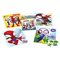 Marvel, 4 Jigsaw Puzzle Bundle 48-Piece Spidey and his Amazing Friends with Portable Rope Gift Box, for Kids Ages 4 and up