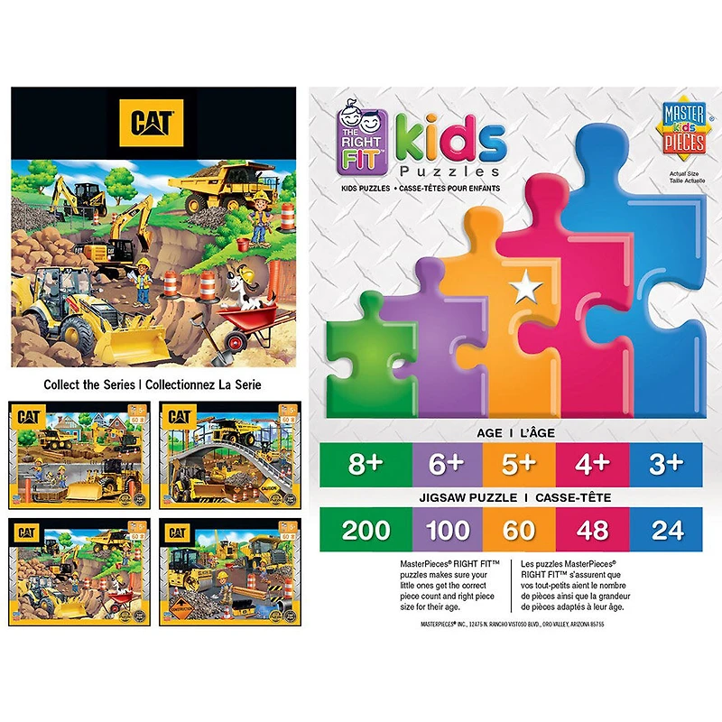 Journée Caterpillar à la carrière - Casse-tête de camions de construction, 60 pièces pour enfants
