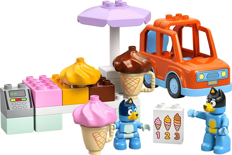LEGO DUPLO La Visite au Comptoir de Crème Glacée avec Bluey, Jouet pour Tout-Petits, Ensemble de Véhicule 10458