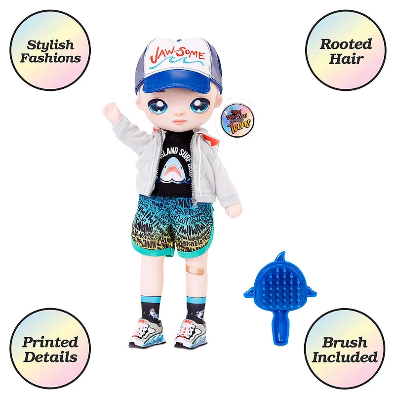 Poupée-mannequin adolescente Na! Na! Na! Surprise : Quinn Nash, poupée garçon de 11 po en tissu doux