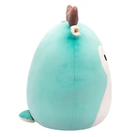 Peluche Squishmallows 12" - Lopsang le fauve sarcelle avec ventre en tricot torsadé gaufré crème