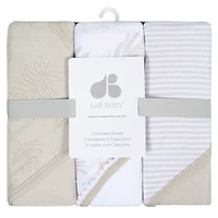 Just Born - 3 Pack Hooded Towel - Natural Leave